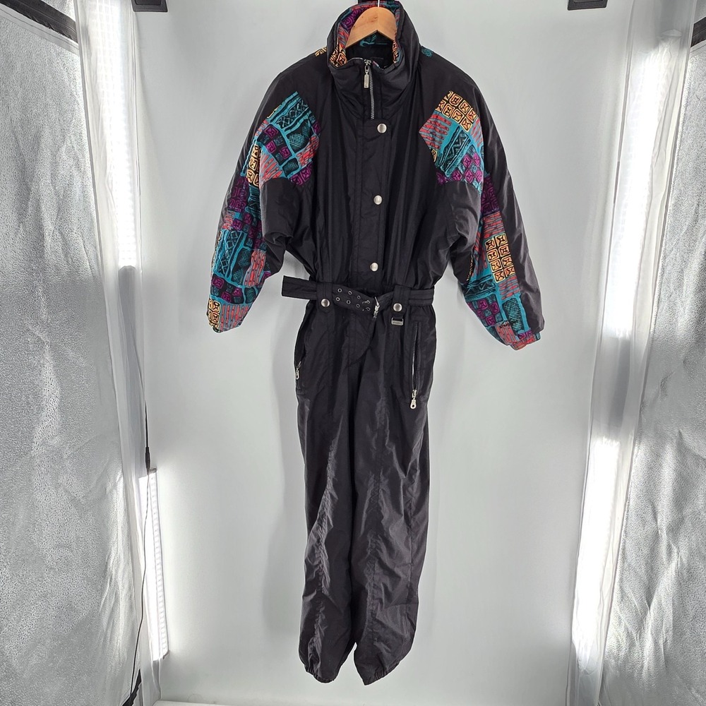 Snuggler  Jenna Ski Suit Purple Black Size‎ 8 Belt Pouch EUC Vintage